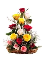 color rose basket